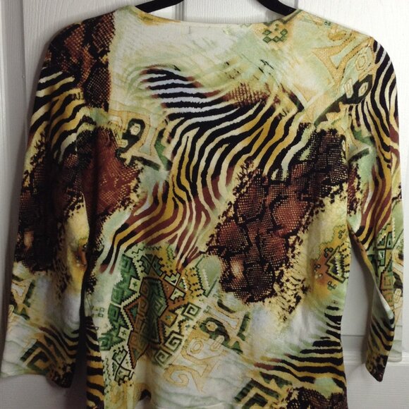VTG Alberto Makali - NY Paris Milano Geometric Print, Tribal, Sequins, Soft Chic - Picture 2 of 4